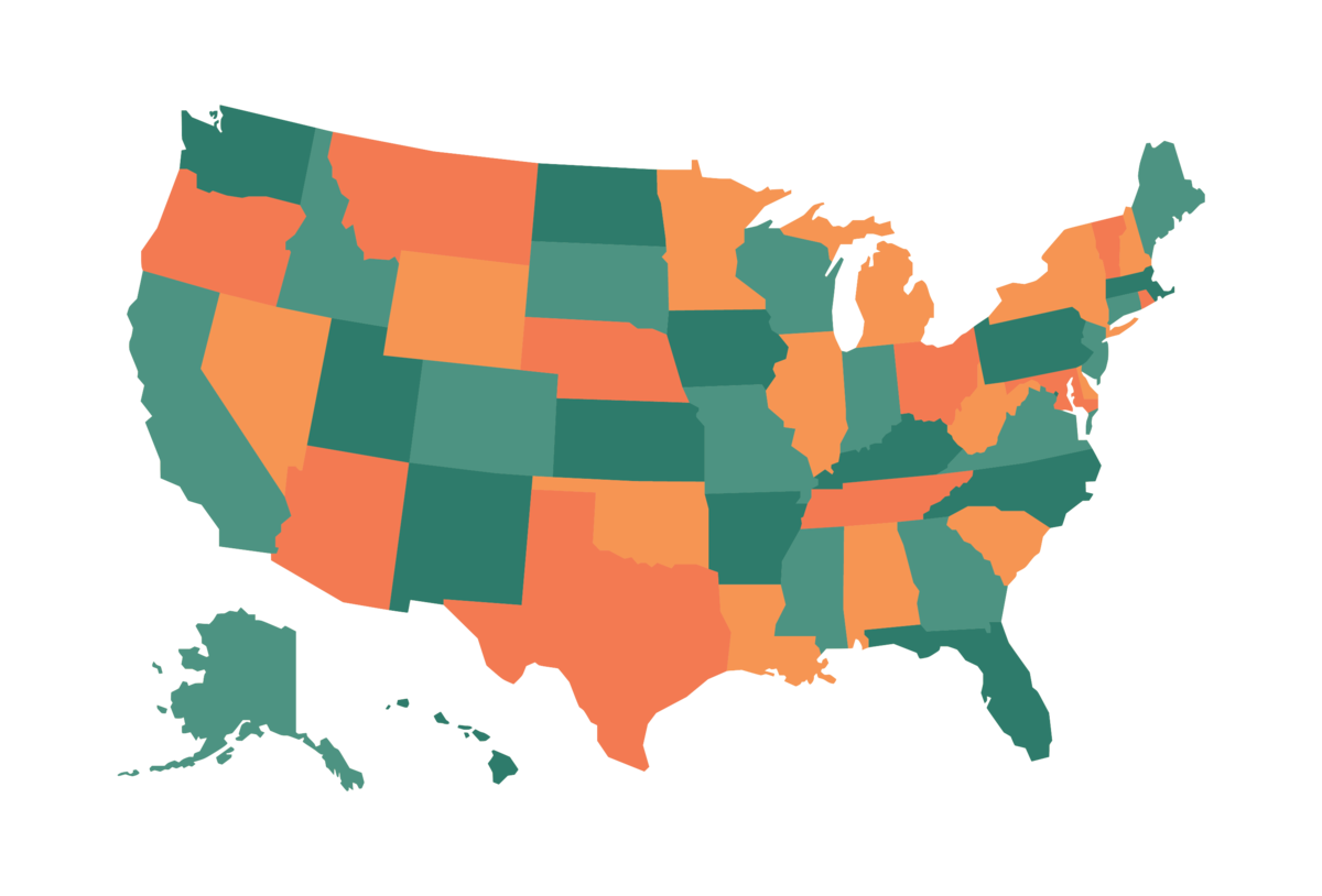 Us Map vector. America Map vector. Stylized USA Map. USA States vector.